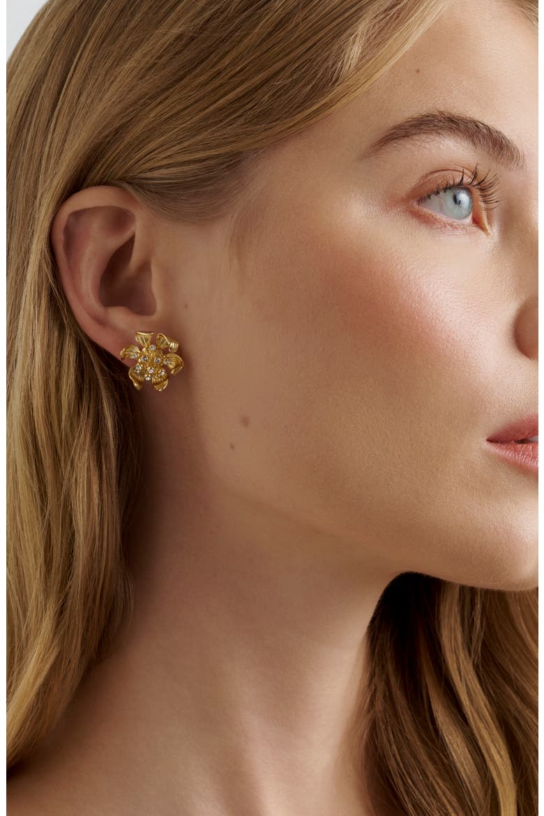 Futura Furled Flower Stud Earrings, Alternate, color, METALLIC GOLD