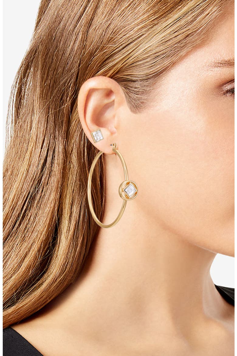 Set of Two Stud & Hoop Earrings, Alternate, color, GOLD