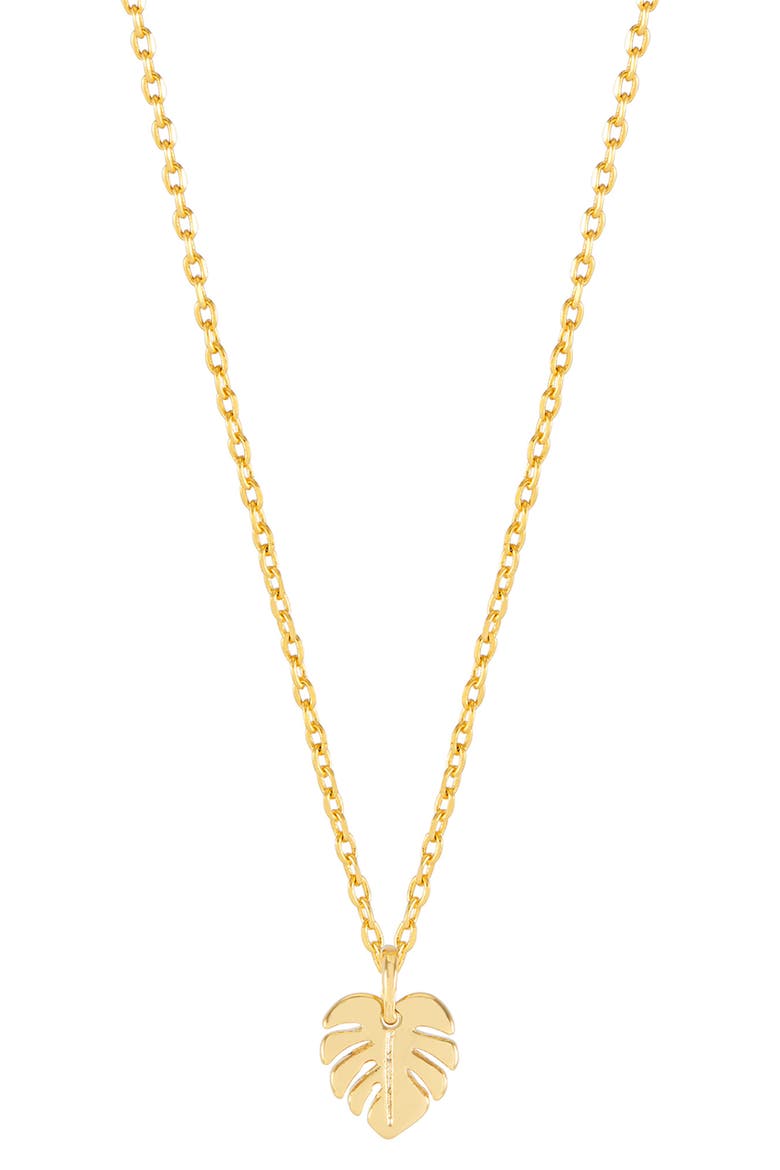 Monstera Leaf Pendant Necklace, Main, color, GOLD