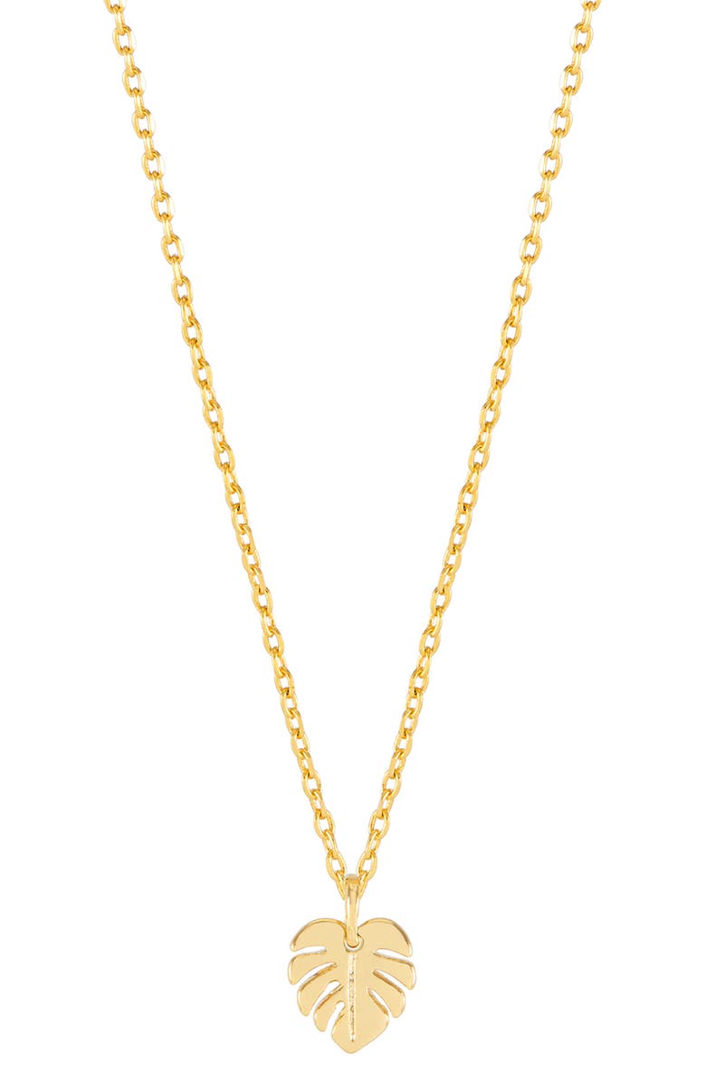 Estella Bartlett Monstera Leaf Pendant Necklace, Main, color, Gold