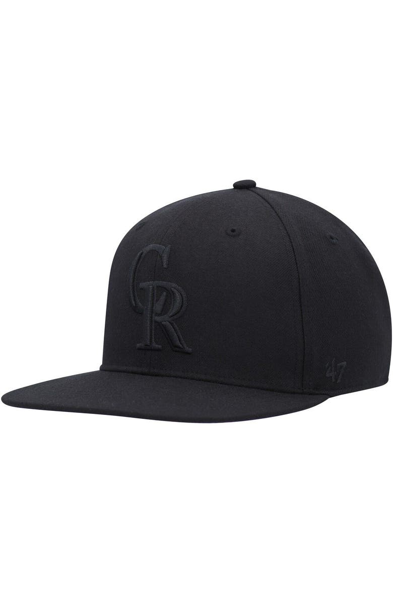 '47 Men's '47 Colorado Rockies Black on Black Sure Shot Captain Snapback Hat, Alternate, color, 