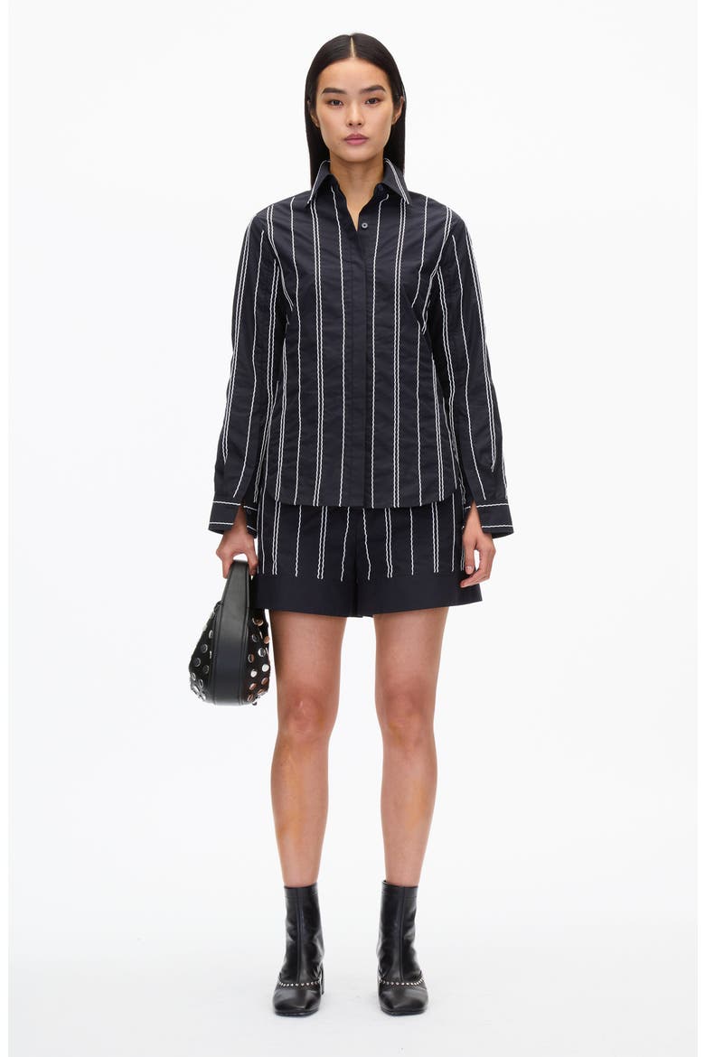 Wave Embroidered Long Sleeve Shirt, Alternate, color, MIDNIGHT