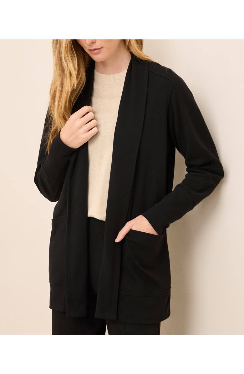 Pact Organic Cotton Airplane Wrap Cardigan, Alternate, color, Black