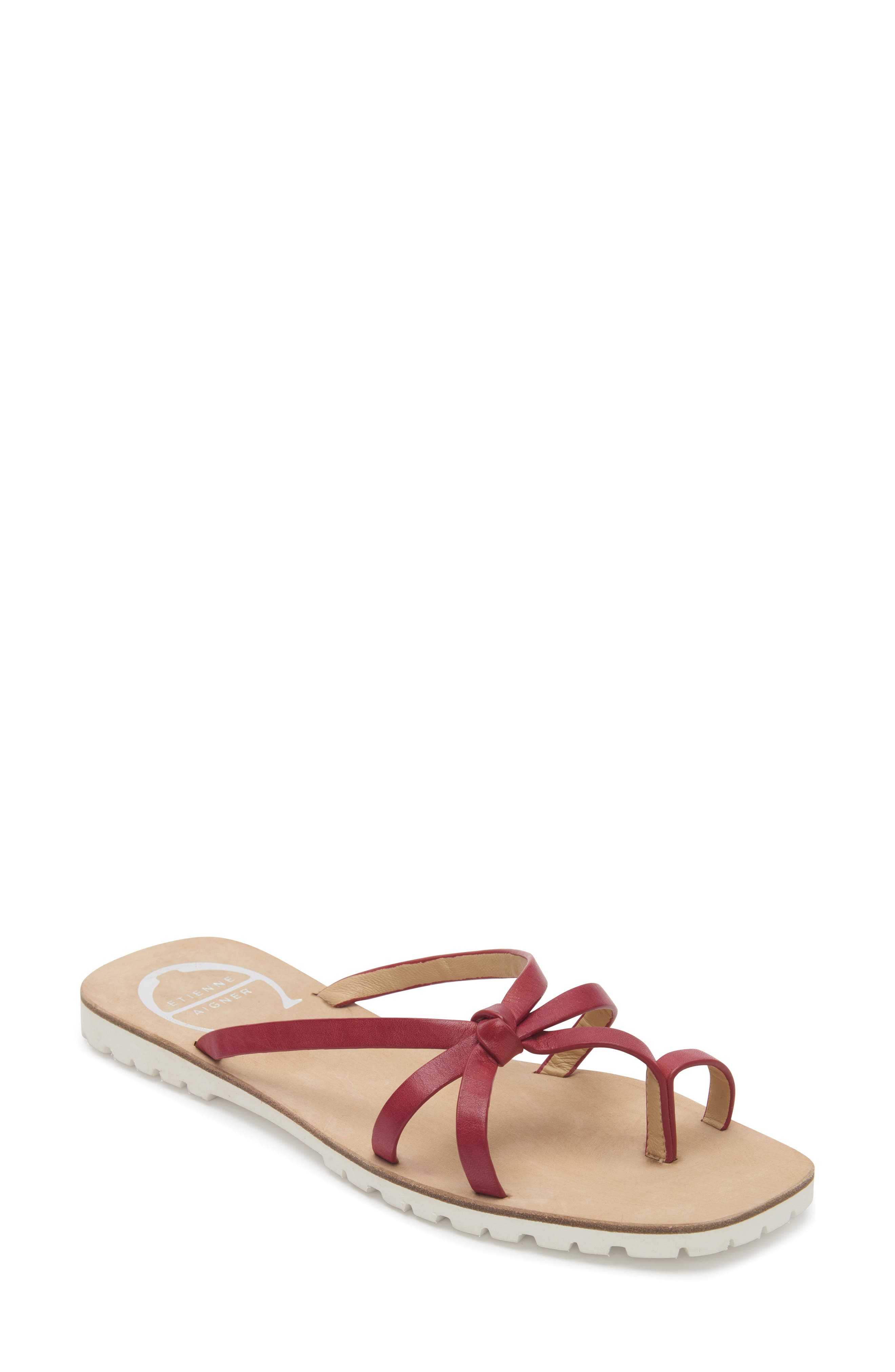 Maui Slide Sandal, Main, color, DEEP RED LEATHER