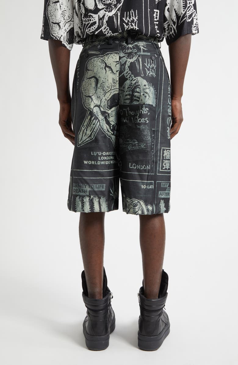 LU'U DAN Punk Flyer Print Wide Leg Shorts, Alternate, color, Punk Flyer