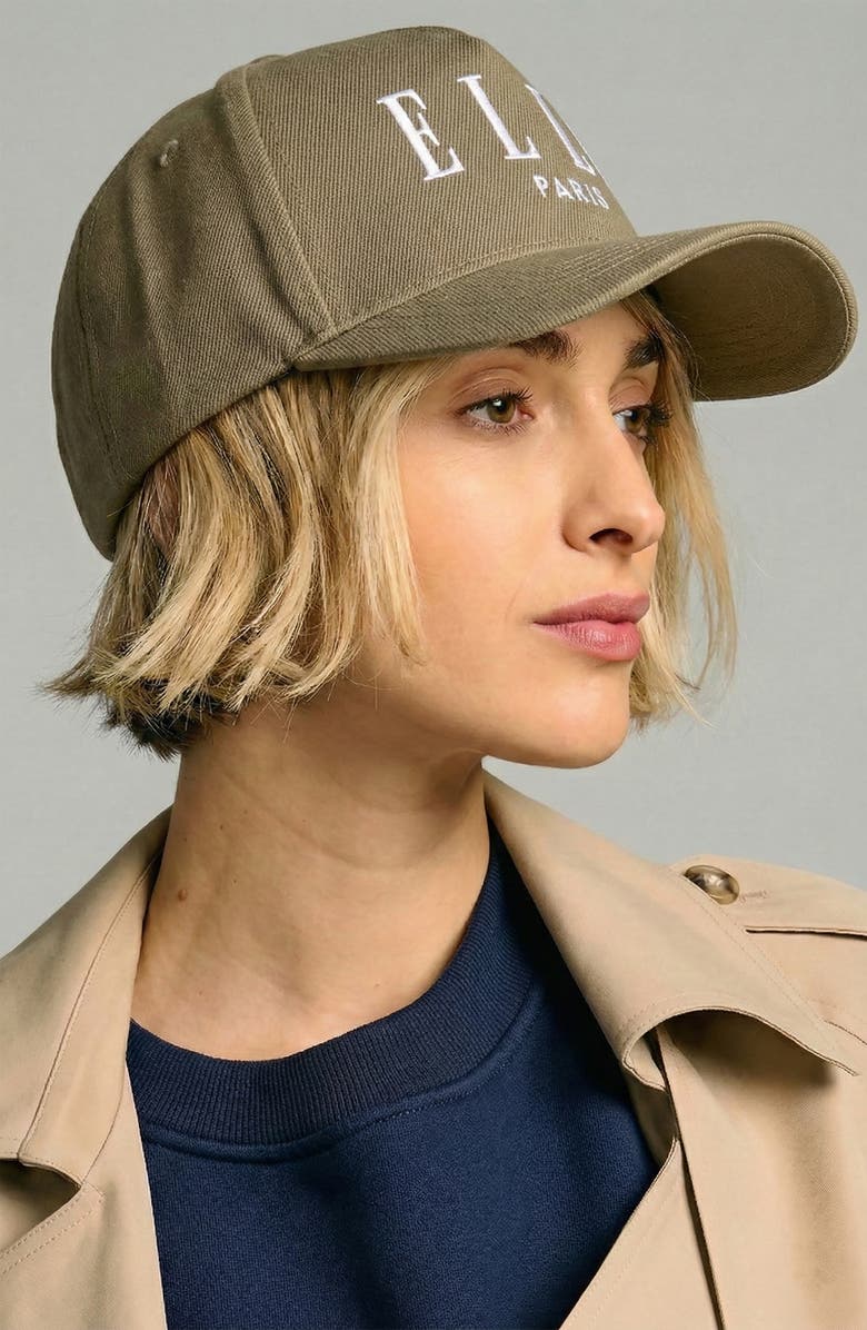 ELLE Collection ELLE logo Baseball Cap, Main, color, Khaki/White