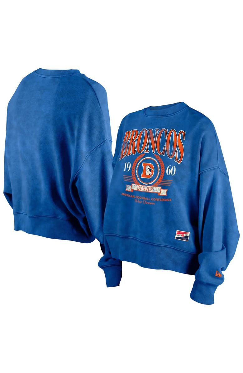 New Era Women's New Era Royal Denver Broncos Throwback Boxy Sweatshirt, Alternate, color, 