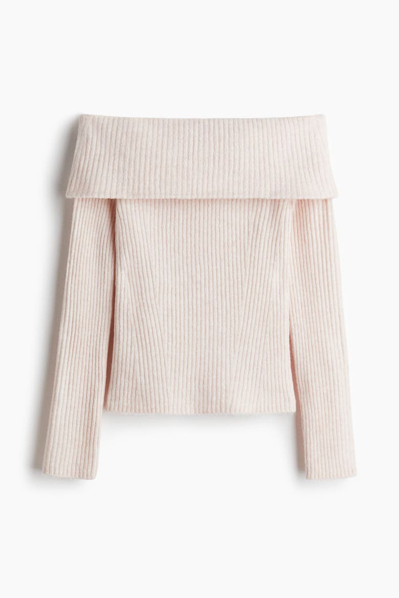 Rib-knit Off-the-shoulder Top, Alternate, color, Pale pink