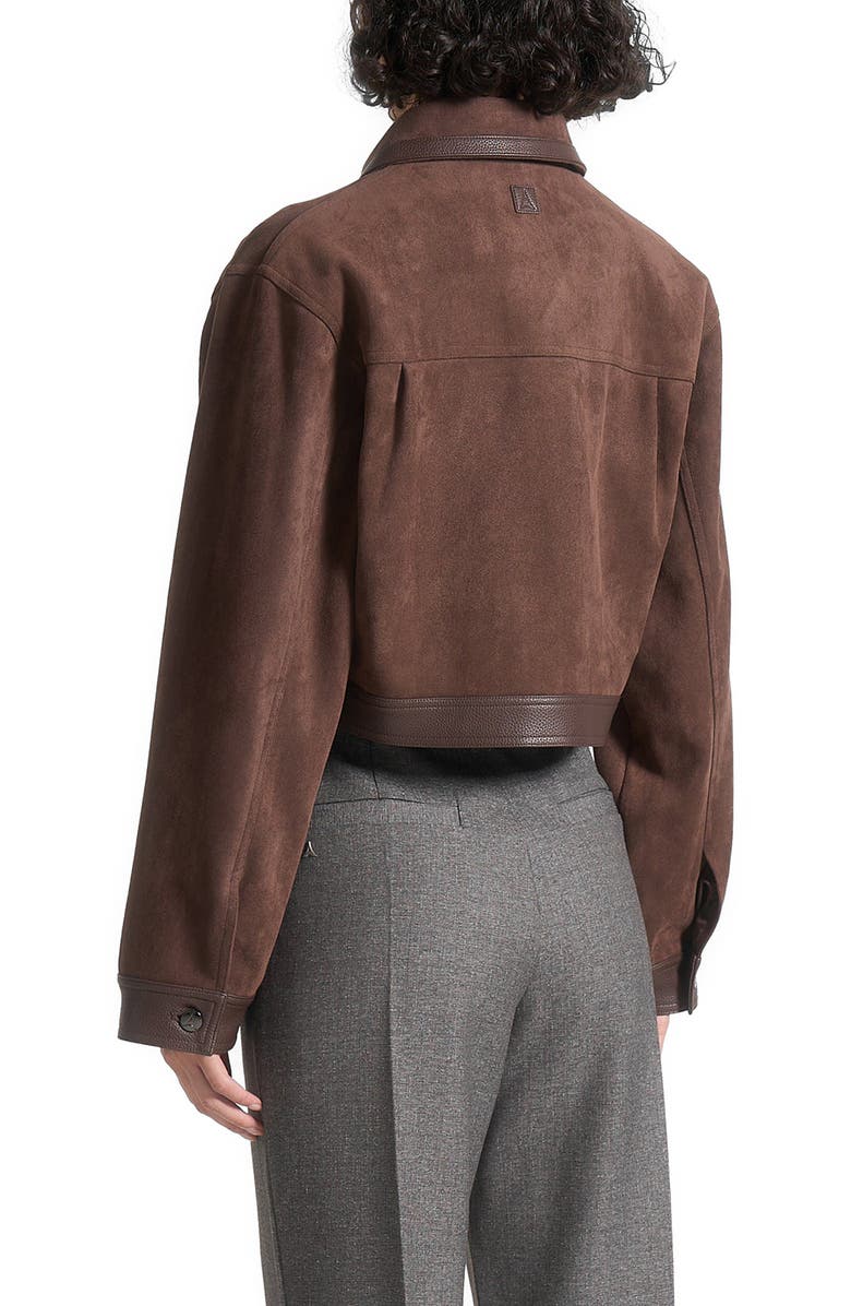 Manière De Voir Denise Suede & Pebbled Leather Jacket, Alternate, color, Brown