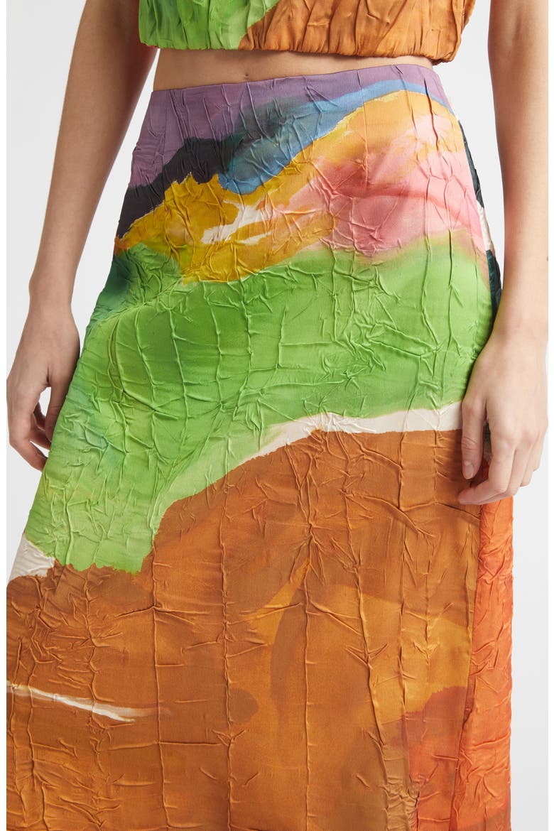 x Helen Frankenthaler Inez Crinkled Satin Pencil Skirt, Alternate, color, NATURE ABHORS A VACUUM