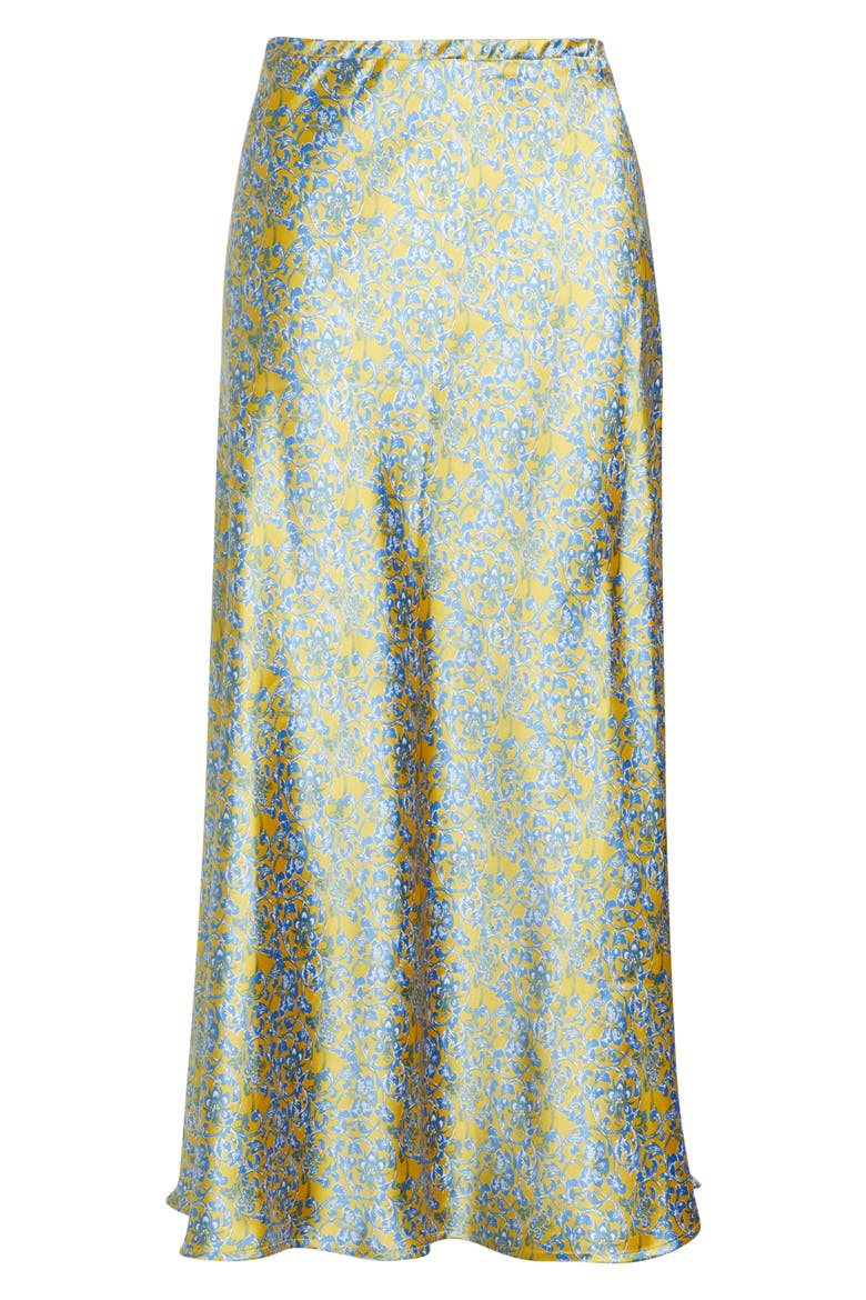 Bias Cut Satin Maxi Skirt, Alternate, color, OCEAN/ DIJON