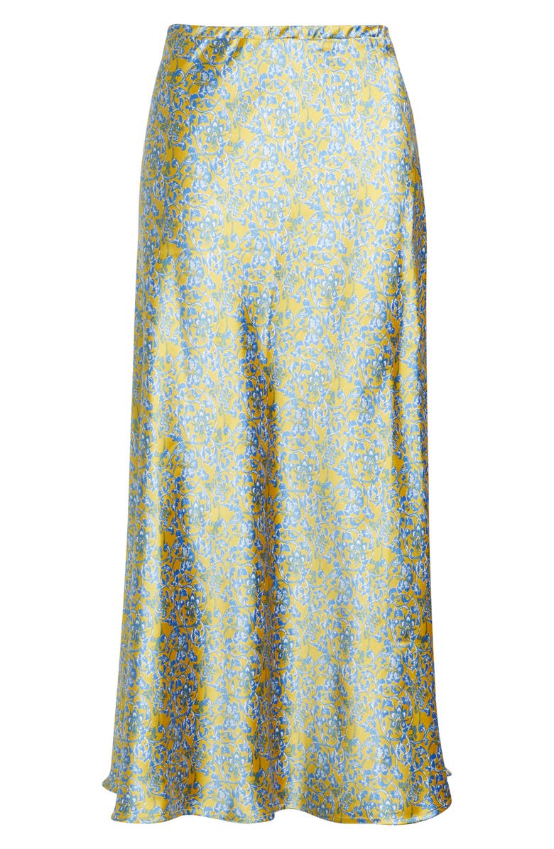 CITY BLUES Bias Cut Satin Maxi Skirt, Alternate, color, Ocean/ Dijon