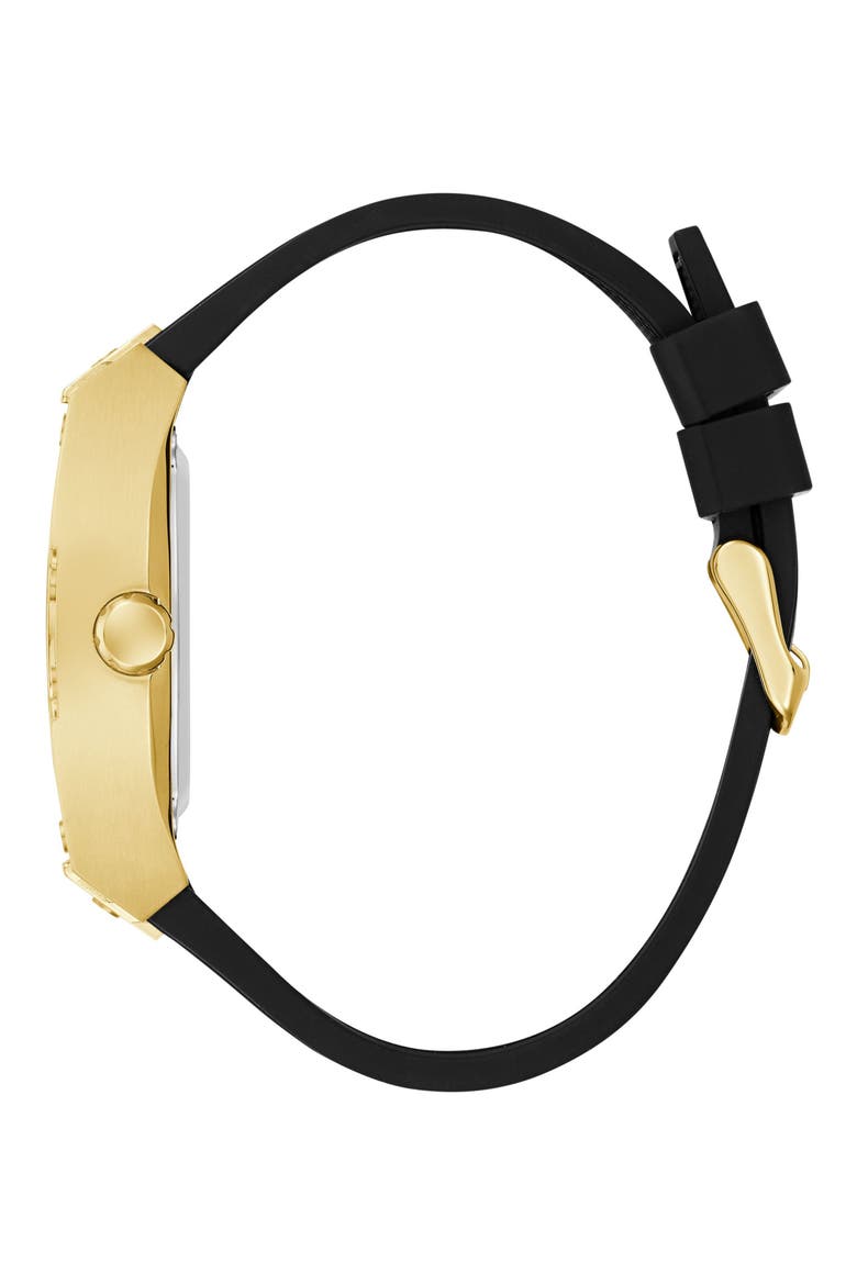 Phoenix Goldtone Skeleton Automatic Silicone Strap Watch, 43mm x 42mm, Alternate, color, BLACK