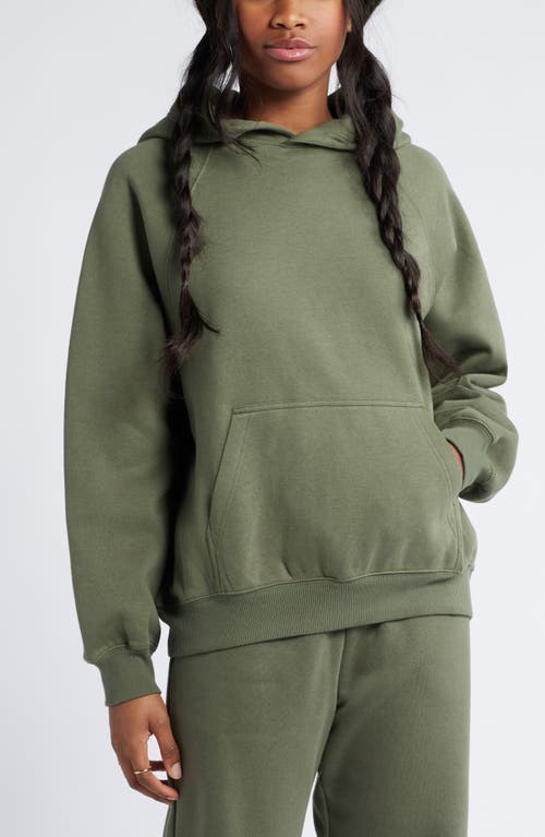 BP. Fleece Detail Oversize Raglan Hoodie in Green Beetle 