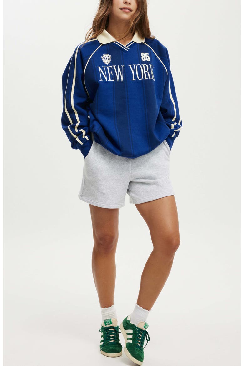 Sporty Polo Sweatshirt, Alternate, color, New York Marine Blue Lemon