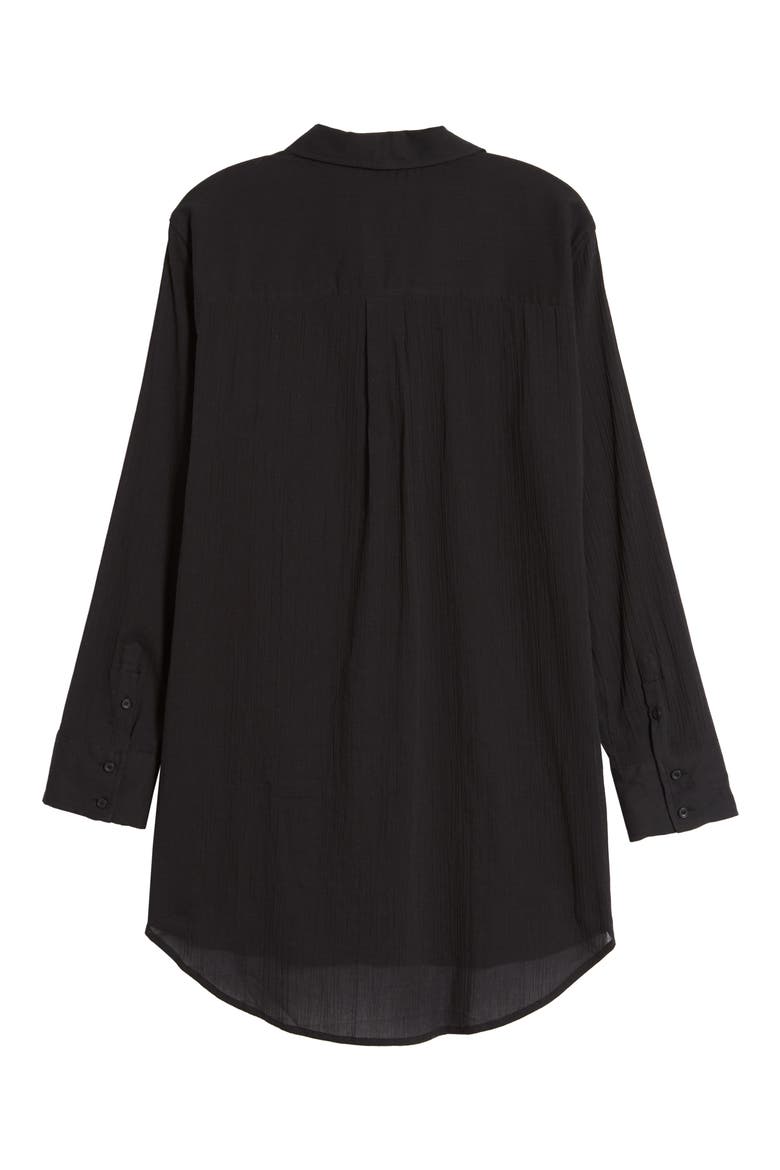 Gauzy Tunic Shirt, Alternate, color, BLACK