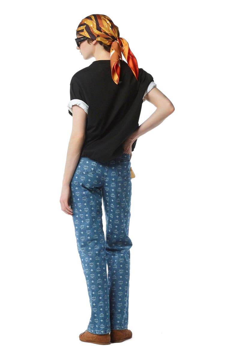 MCM Monogram Jeans in Denim Jacquard, Alternate, color, Blue