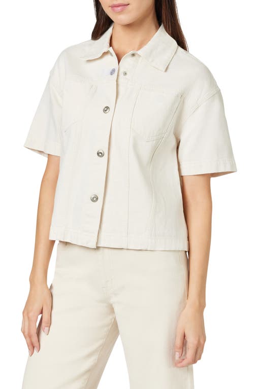 Habitual Cotton Crop Shirt Jacket In Ecru