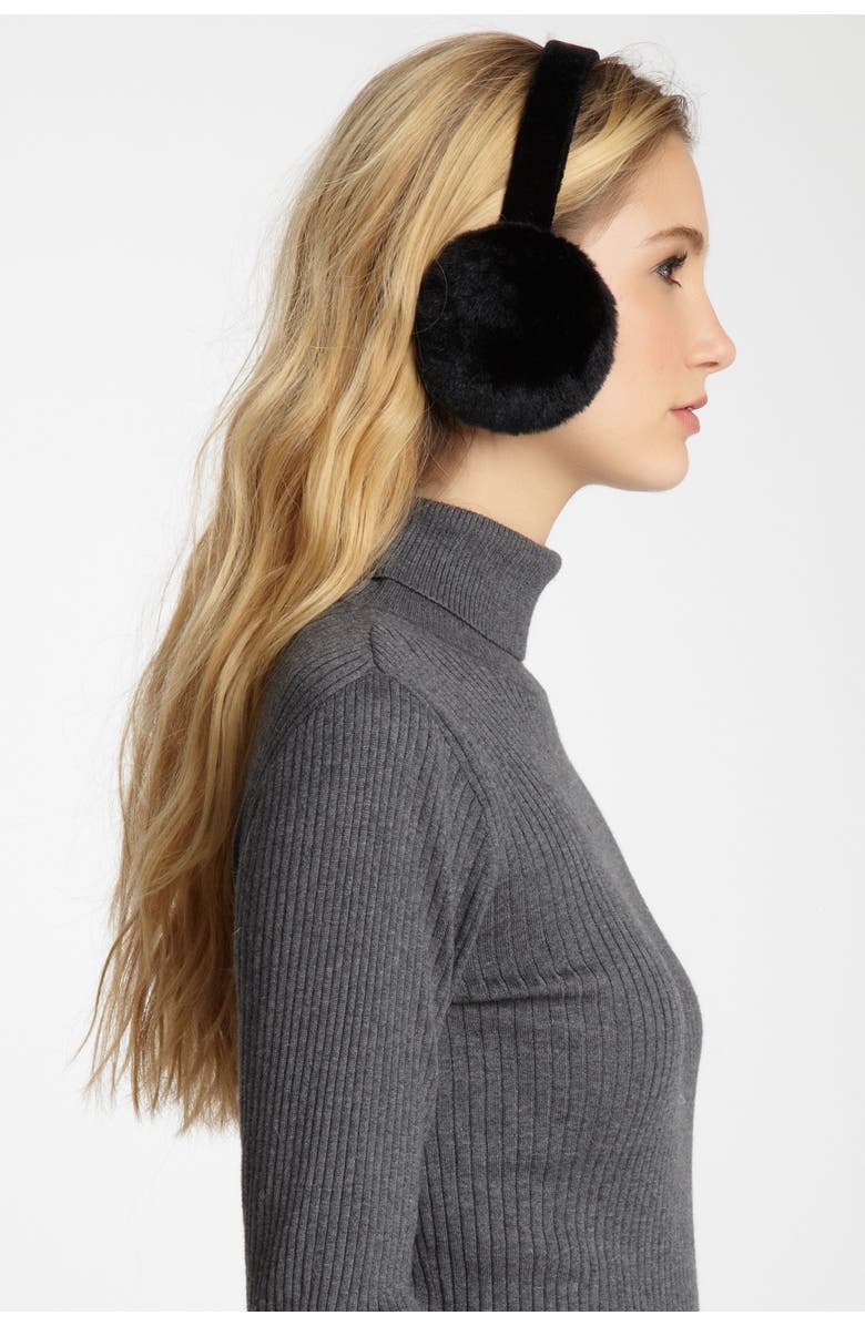 SURELL Faux Fur & Velvet Earmuffs, Alternate, color, Black