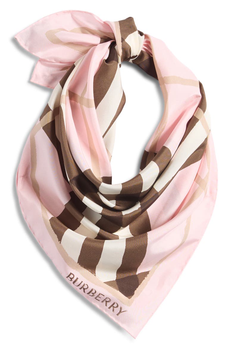 Argyle Check Silk Square Scarf, Alternate, color, BOW PINK IP CHECK