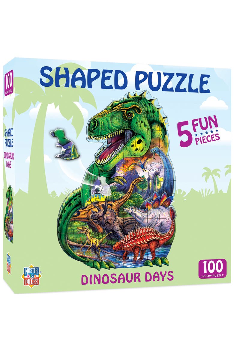 Dinosaur Days 100pc Shaped Jigsaw Puzzle, Main, color, Multicolor