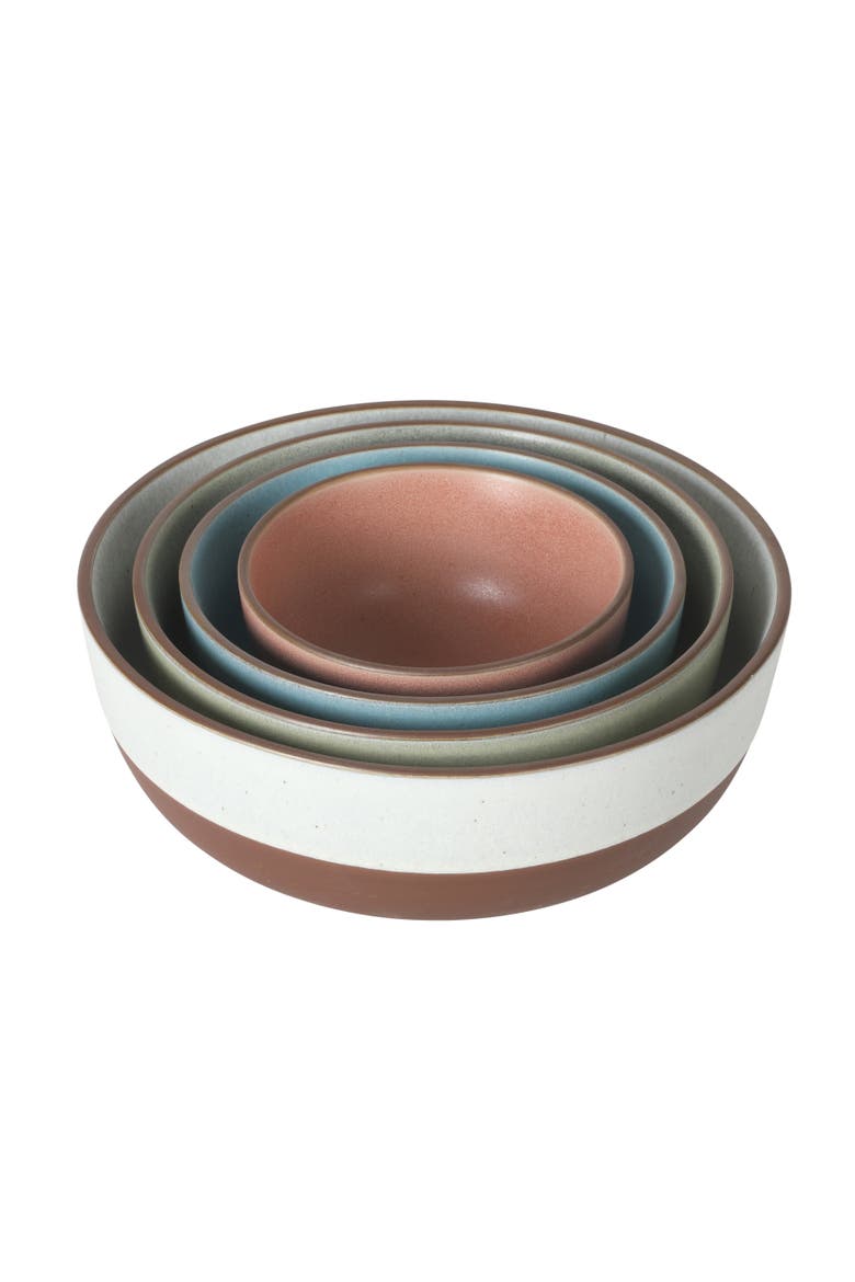 William Crest 4-Piece Reactive Glaze Stoneware Nesting Mixing Bowl Set, Alternate, color, Multicolors