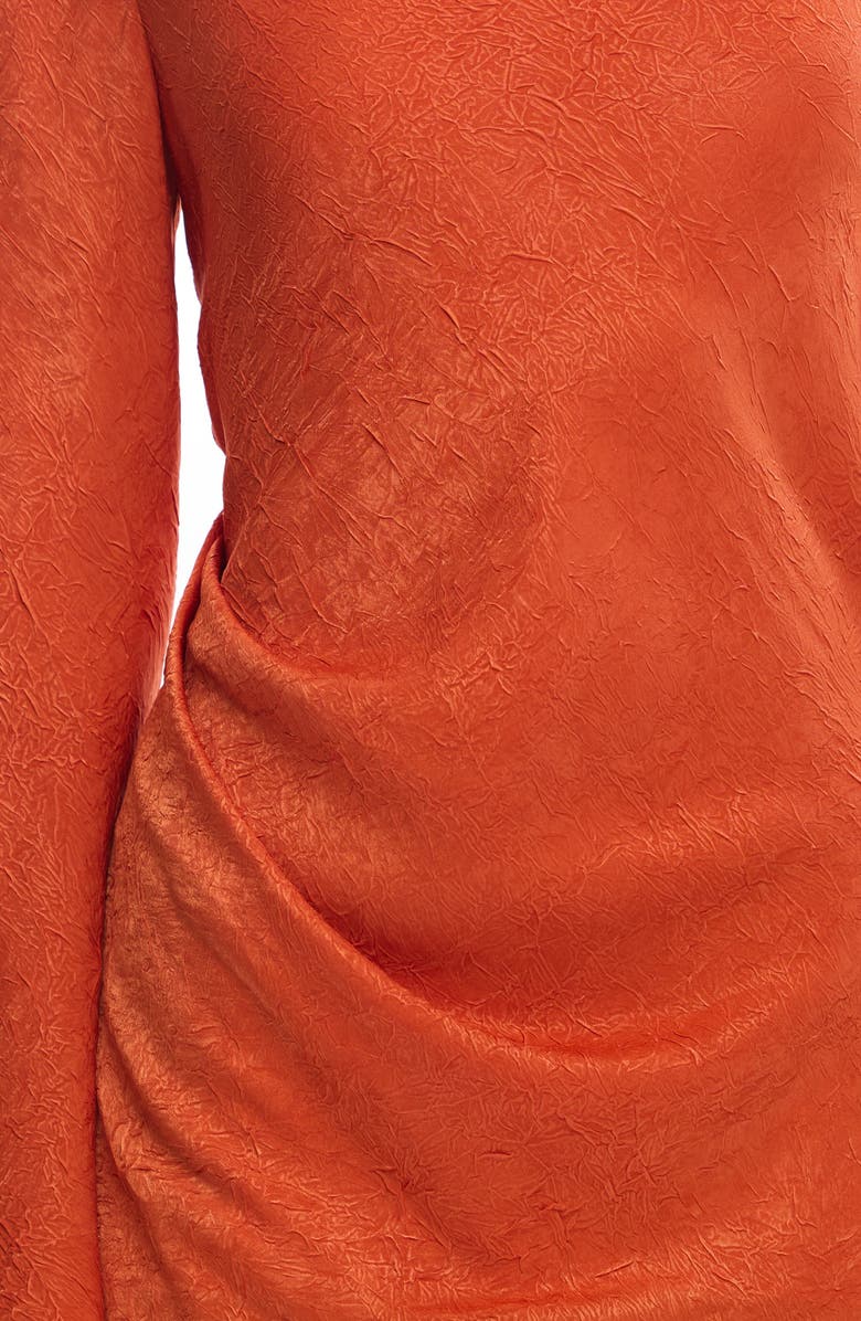 Significant Other Arielle Long Sleeve Crushed Satin Cocktail Minidress, Alternate, color, Rust