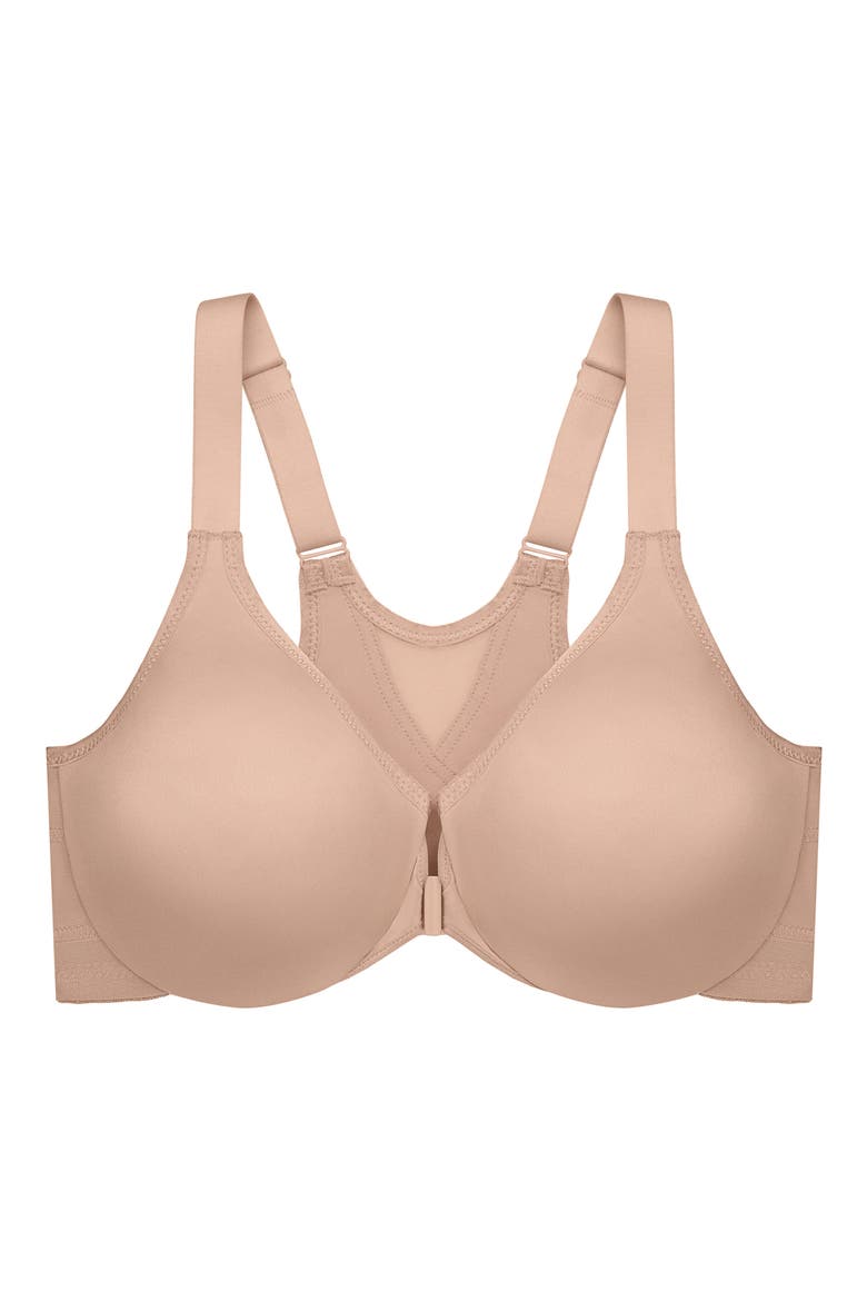 WonderWire® Front Close Underwire Sports Bra, Alternate, color, CAFE