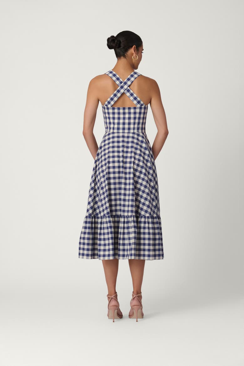 Gingham Nellie Dress, Alternate, color, Navy/Optic