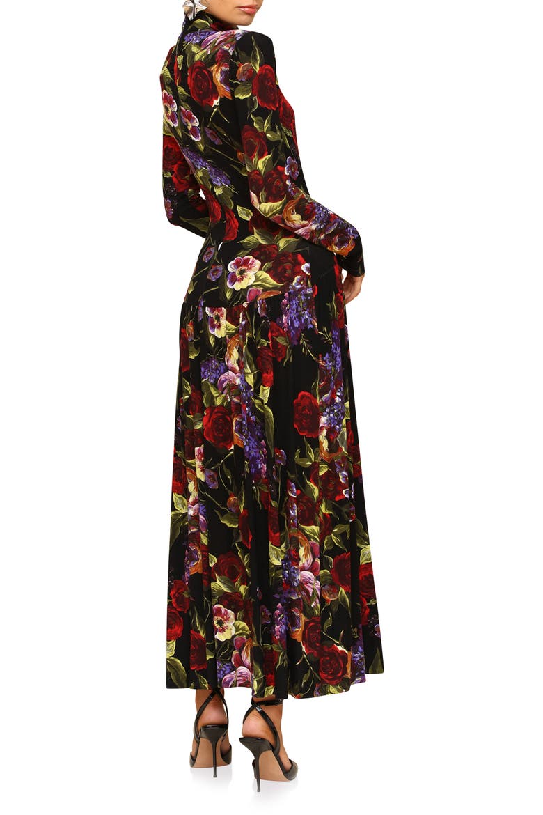 Floral Long Sleeve Jersey Maxi Dress, Alternate, color, DARK PORTOFINO ROSE
