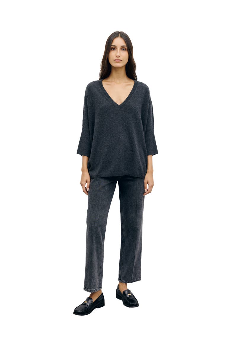 Resa 100% Cashmere V-Neck Sweater, Alternate, color, Charcoal