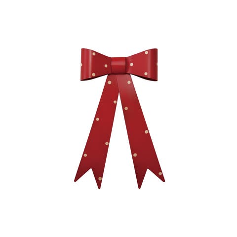 Metal Bow Wall Décor with Polka Dots, Red & Cream Color