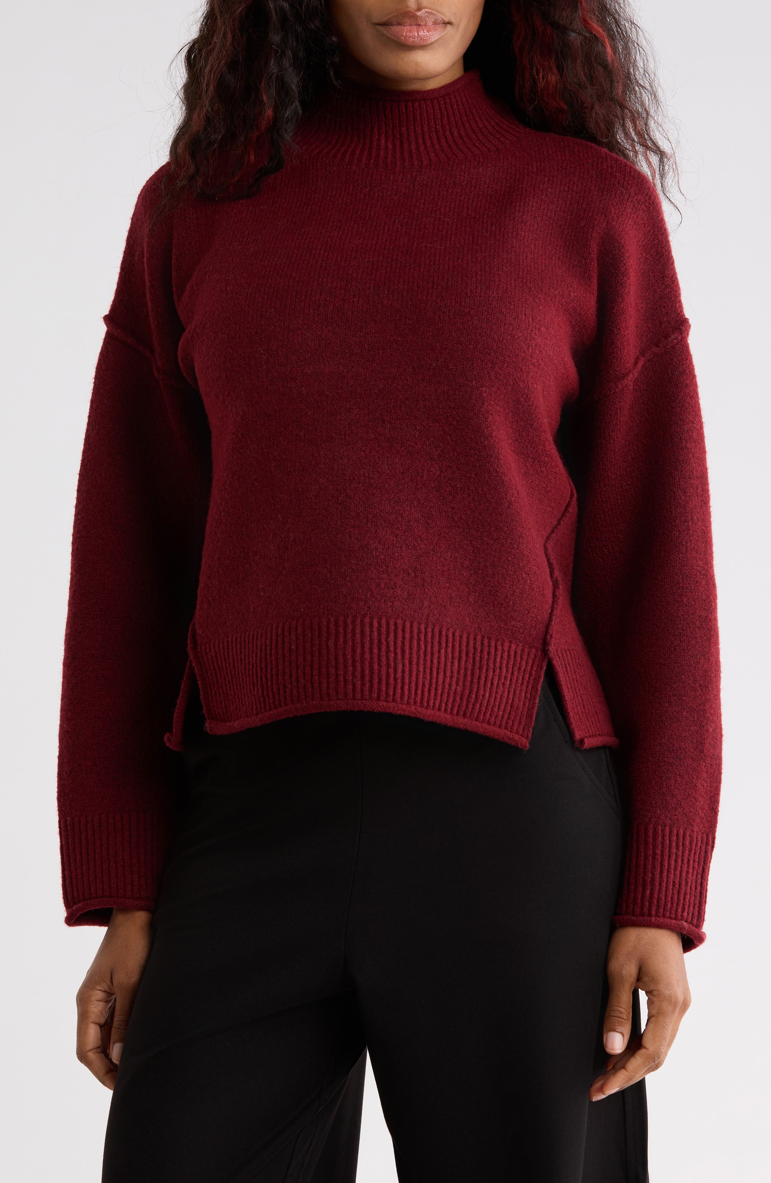 Exposed Seam Turtleneck Sweater