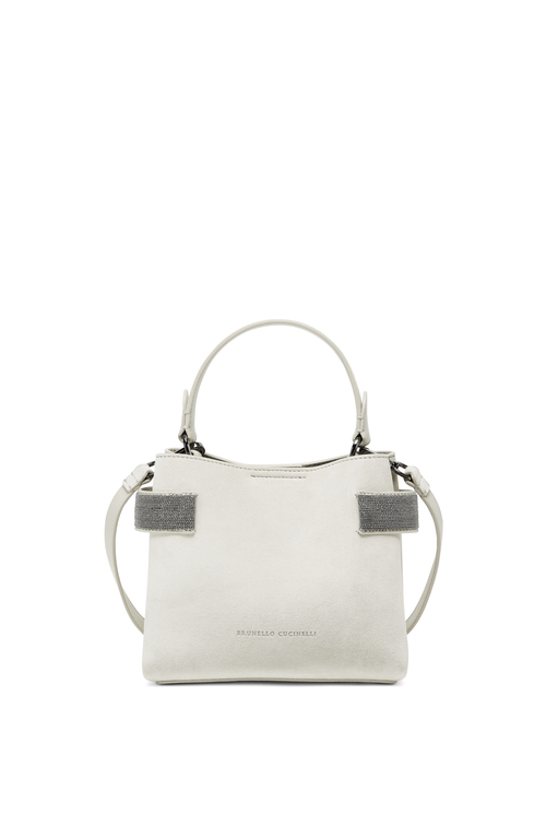 Brunello Cucinelli Suede Monili-trim Top-handle Bag In Ivory
