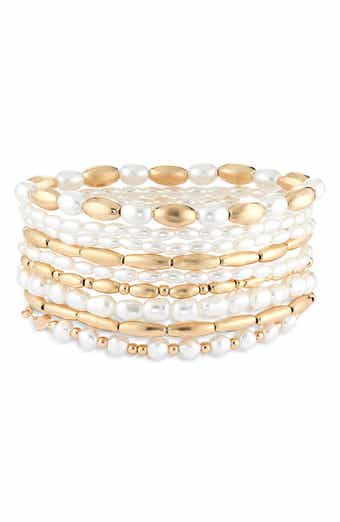 Tasha 9-Piece Mixed Faux Pearl Bead Stretch Bracelet Set