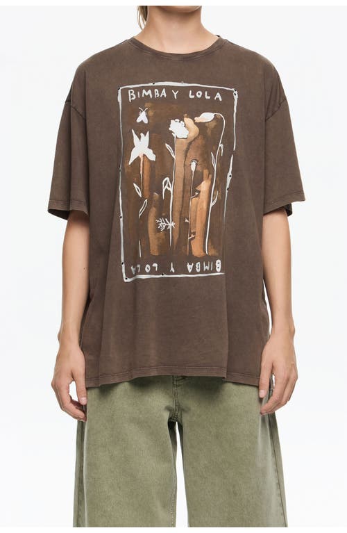 Bimba Y Lola Floral Logo Maxi T-shirt In Brown