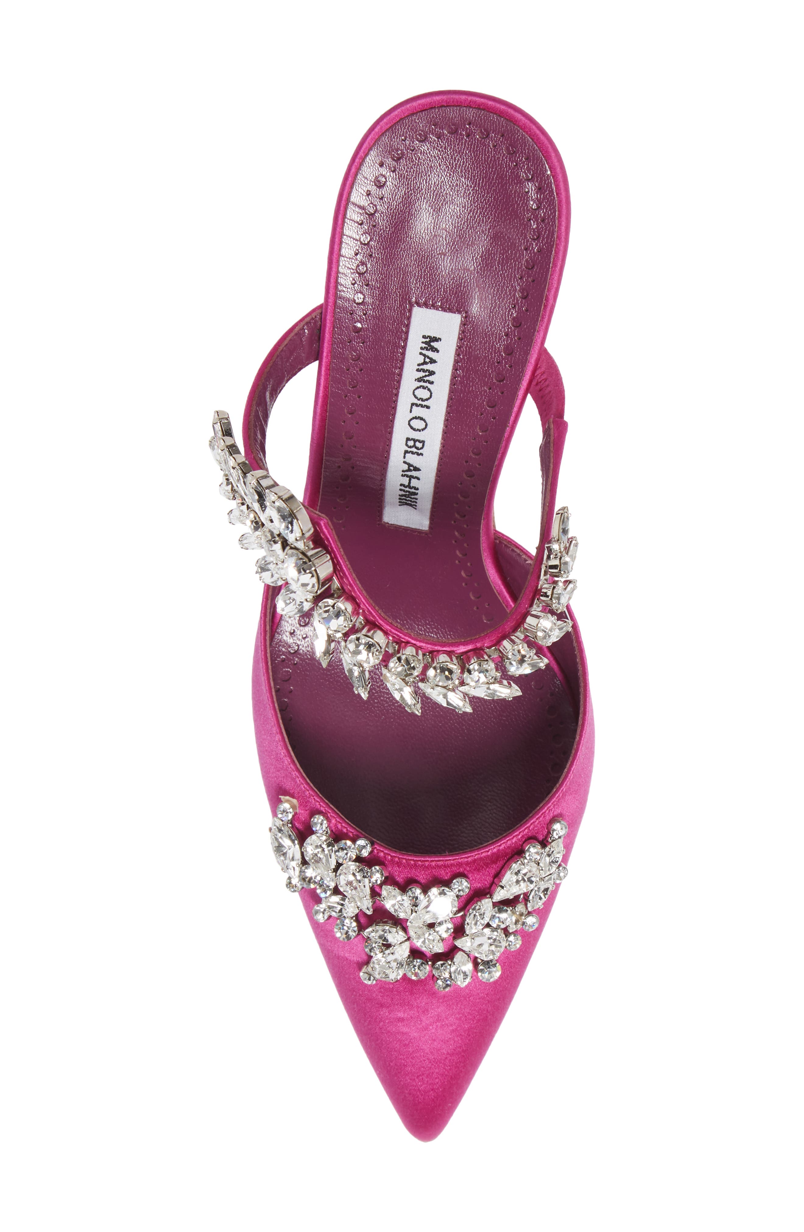 Manolo Blahnik Lurum Crystal Leaf Pointed Toe Mule, Alternate, color, 