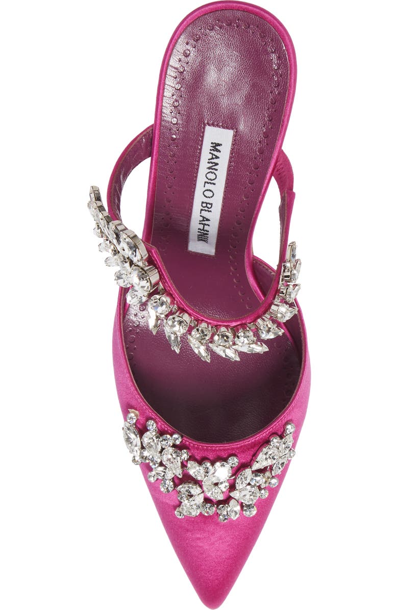 Manolo Blahnik Lurum Crystal Leaf Pointed Toe Mule, Alternate, color,
