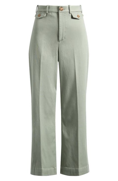 Easy Flare Crop Cotton Blend Pants