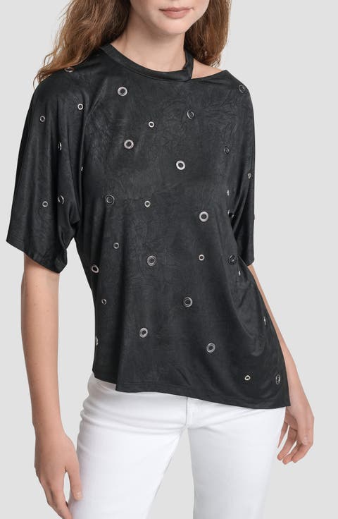 Grommet Cutout Knit Top