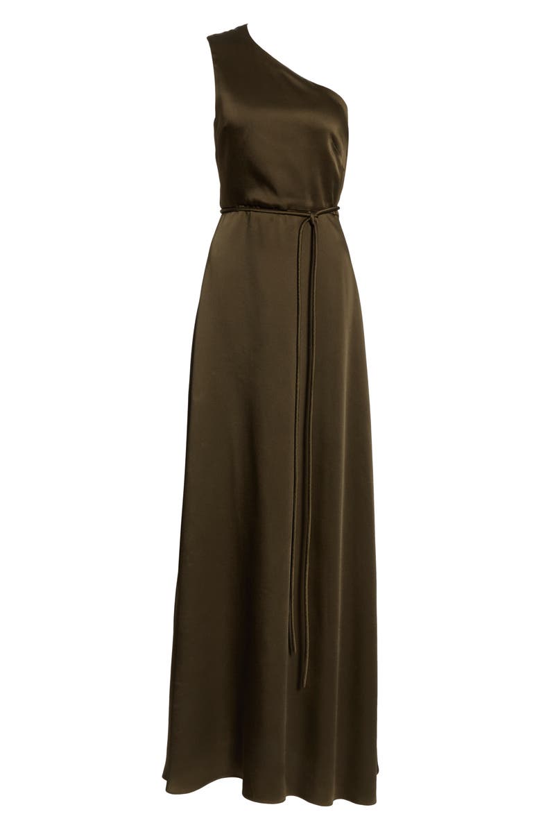 Rosetta Getty One-Shoulder Satin Wrap Evening Gown, Alternate, color, 