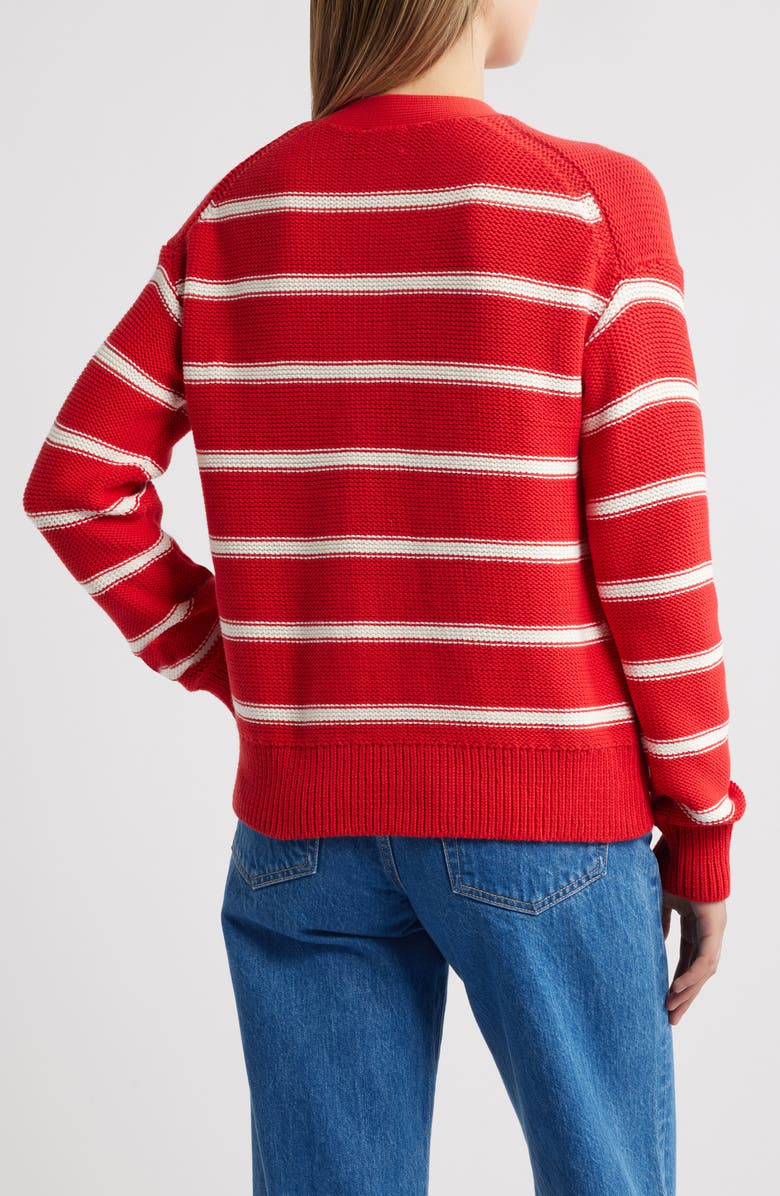 Caslon<sup>®</sup> Stripe Pima Cotton Cardigan, Alternate, color, Red- Ivory Renee Stripe