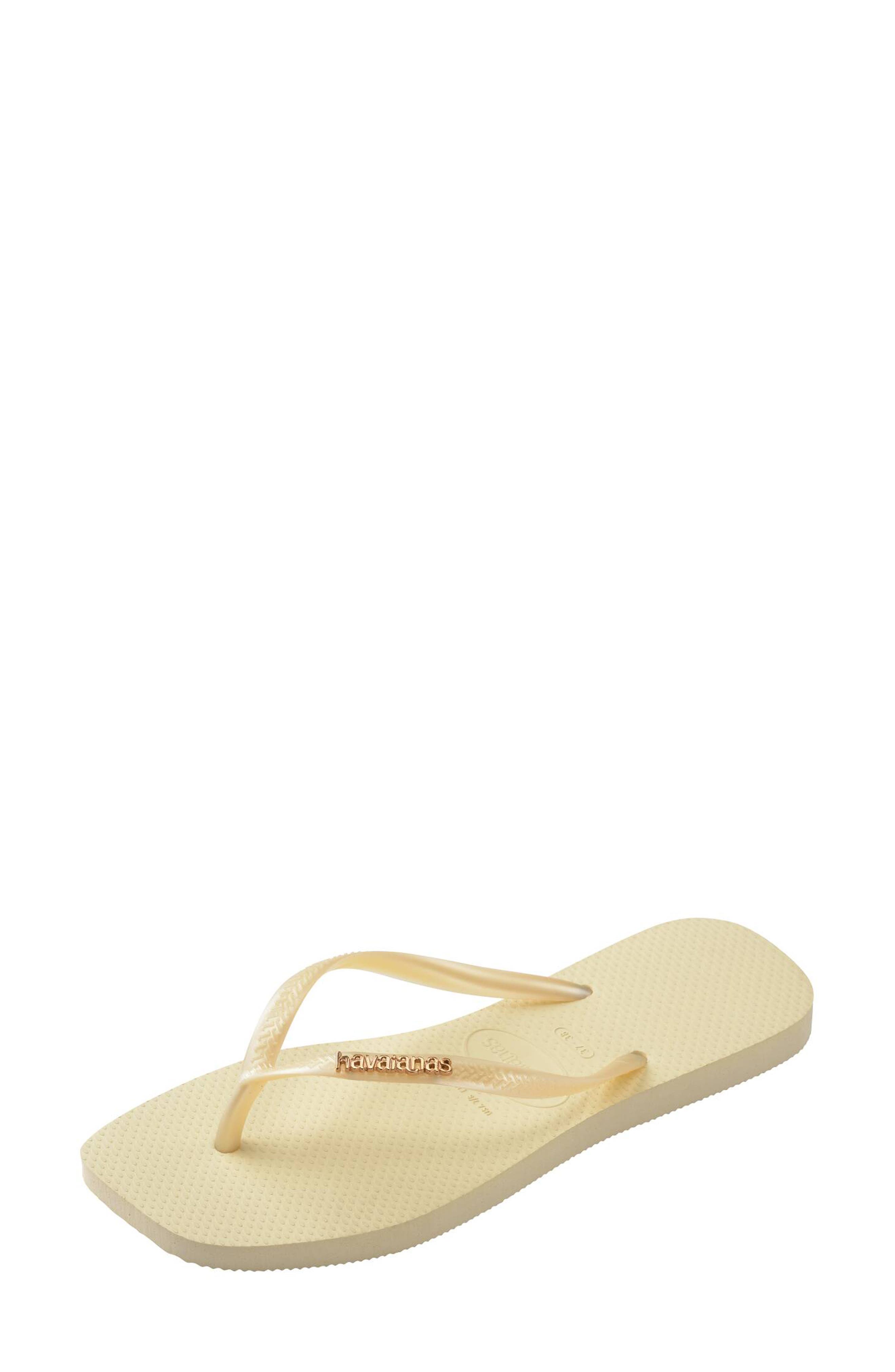 Havaianas Slim Square Logo Flip Flop, Alternate, color, Buttercream