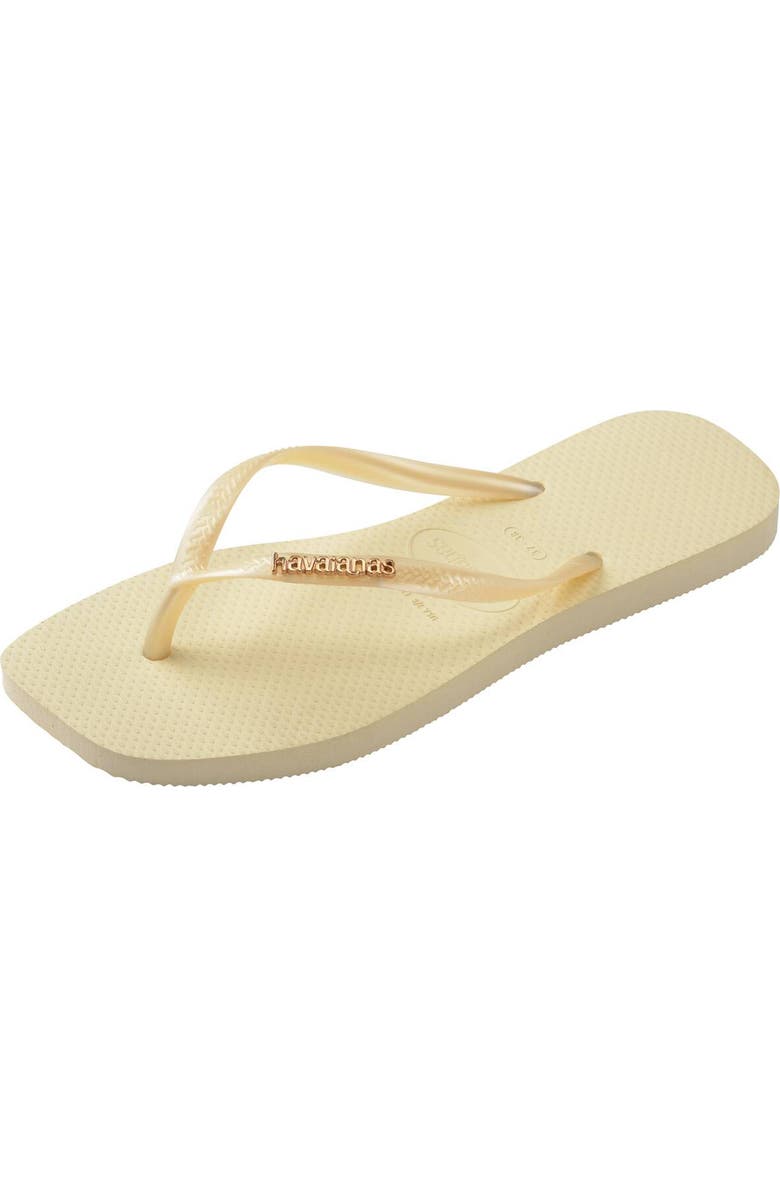 Havaianas Slim Square Logo Flip Flop, Alternate, color, Buttercream