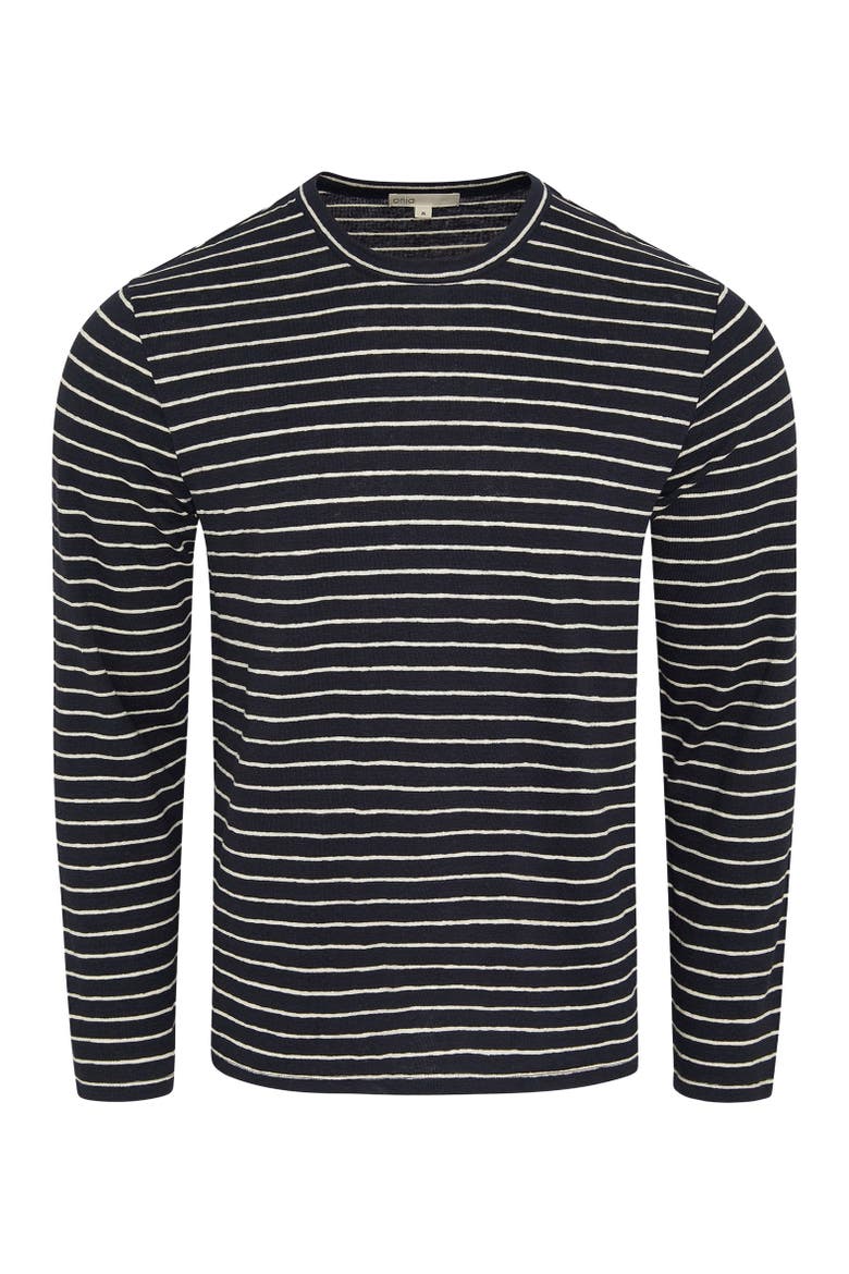 Stretch Linen Jersey Long Sleeve Tee, Alternate, color, Midnight/Egret