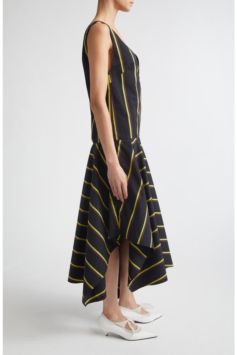 Beatriz Stripe Asymmetric Midi Dress, Alternate, color, BLACK MULTI
