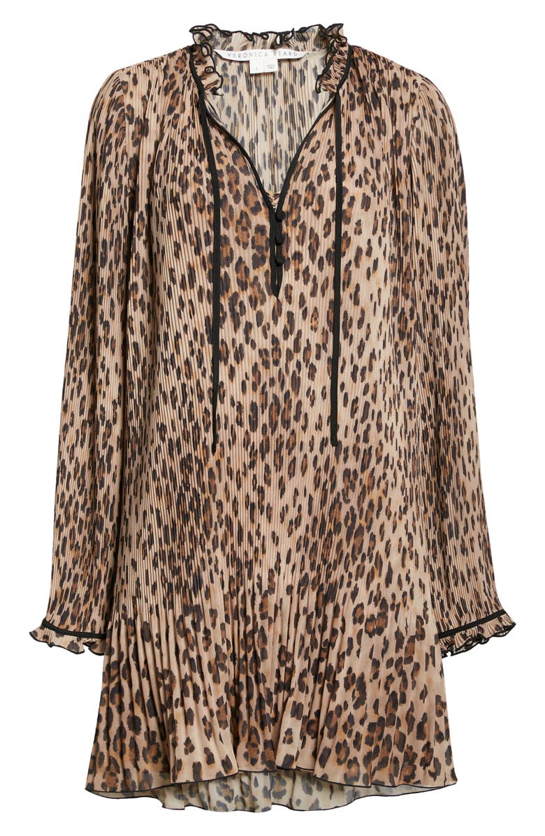 Veronica Beard Leopard Print Long Sleeve Dress, Alternate, color,