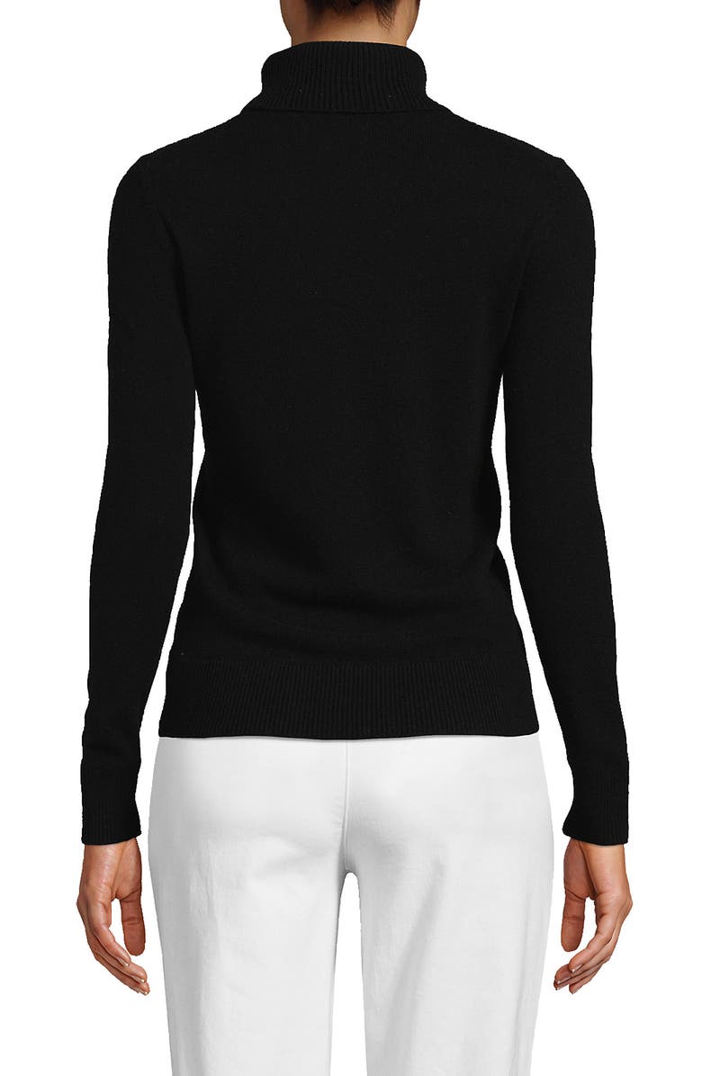 Lands' End Cashmere Turtleneck Sweater, Alternate, color, Black