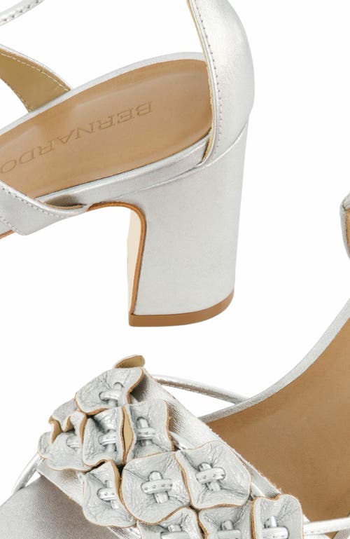 Bernardo Footwear Ieda Floral Ankle Tie Heeled Sandal In Silver