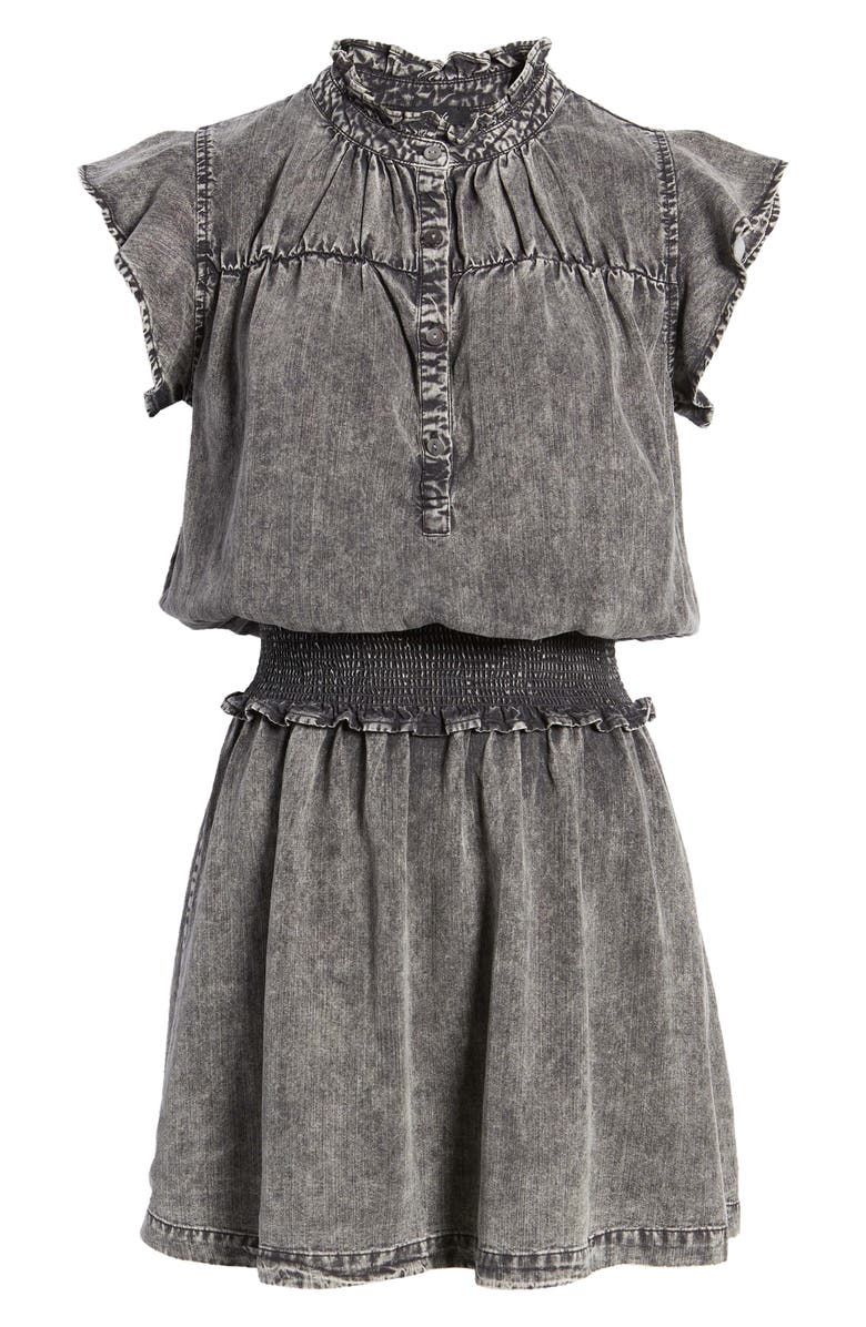 Rails Amina Acid Wash Smocked Minidress, Alternate, color, 